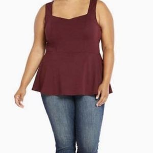 Torrid Ponte Knit Peplum Sleeves Top with Sweetheart Neckline Size 28